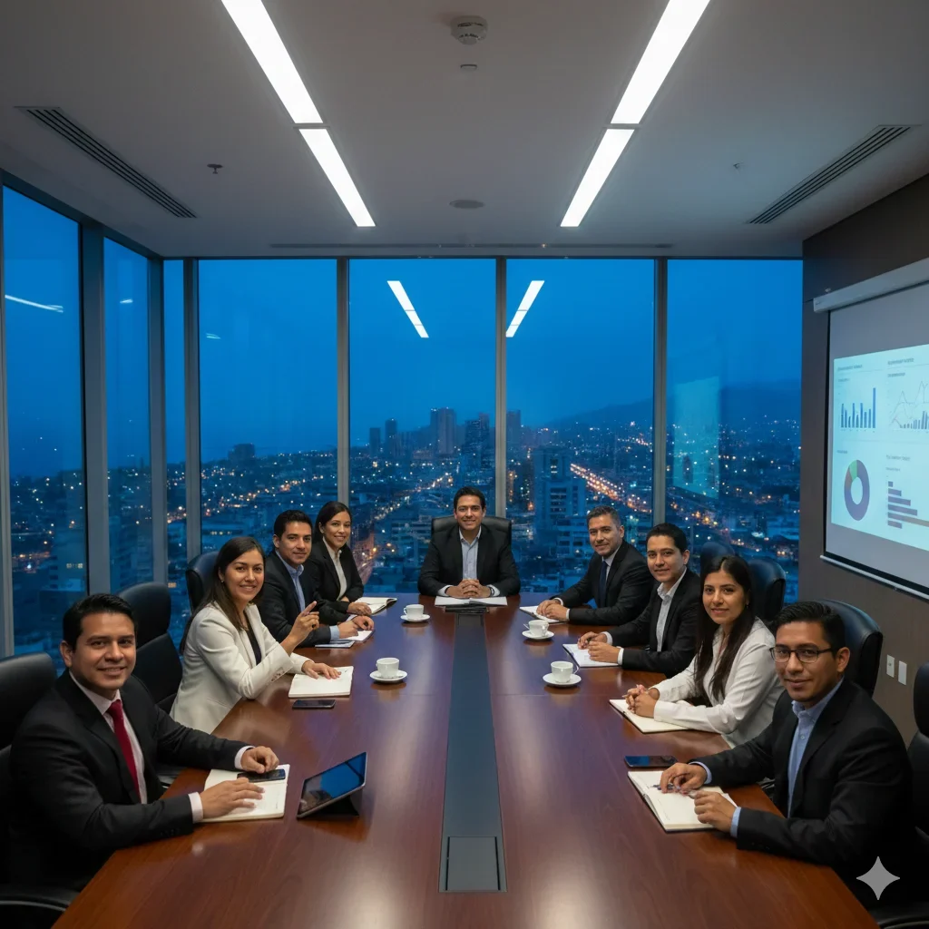 Equipo ejecutivo diverso en Perú liderando estrategia de inclusión y diversidad cultural corporativa.